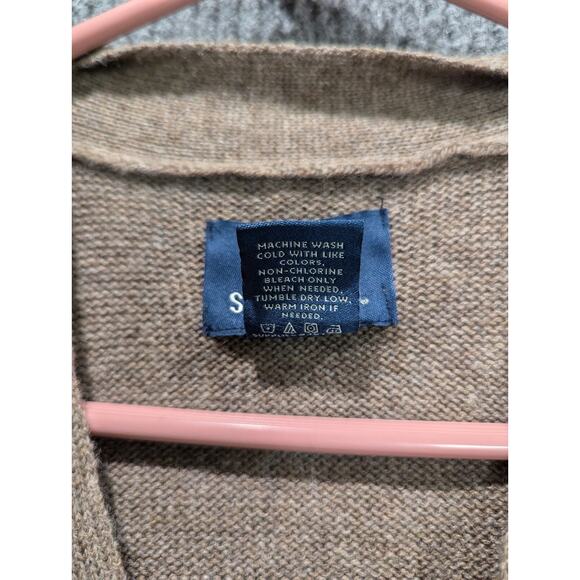 Stafford Mens Brown Pockets Wool Front Button Cable Knit Cardigan Sweater Size S - Picture 4 of 7